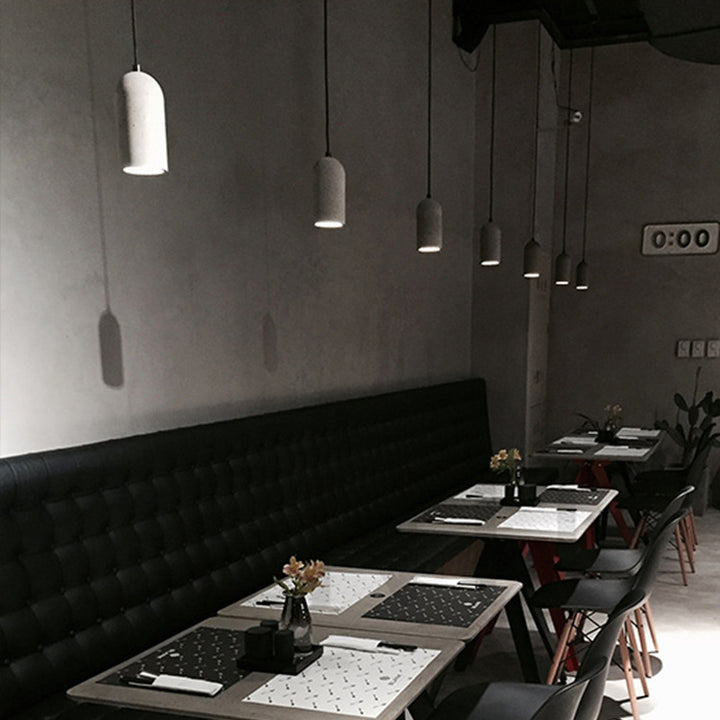 Contemporary Industrial Cylinder Shade Cement 1-Light Pendant Light For Living Room