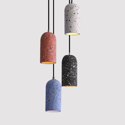 Abat-jour cylindrique industriel contemporain en ciment pour suspension à 1 lumière pour salon 