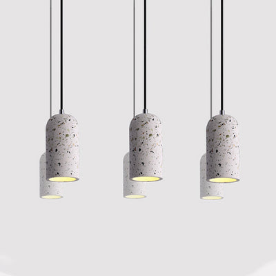 Abat-jour cylindrique industriel contemporain en ciment pour suspension à 1 lumière pour salon 