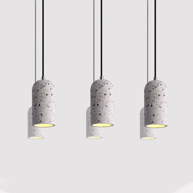 Abat-jour cylindrique industriel contemporain en ciment pour suspension à 1 lumière pour salon 