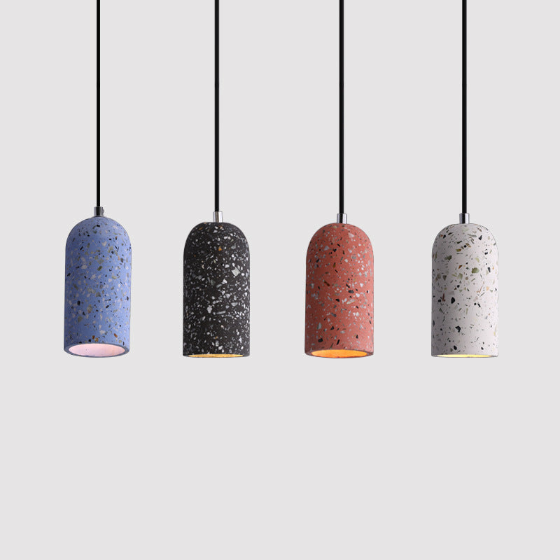 Contemporary Industrial Cylinder Shade Cement 1-Light Pendant Light For Living Room