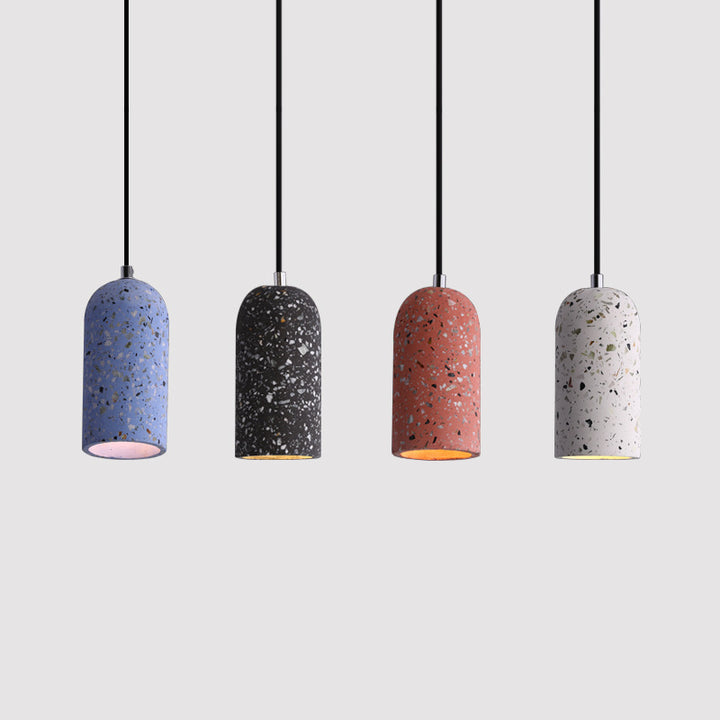 Contemporary Industrial Cylinder Shade Cement 1-Light Pendant Light For Living Room