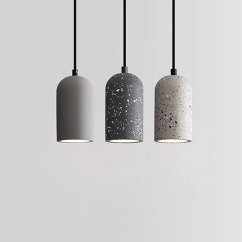 Abat-jour cylindrique industriel contemporain en ciment pour suspension à 1 lumière pour salon 