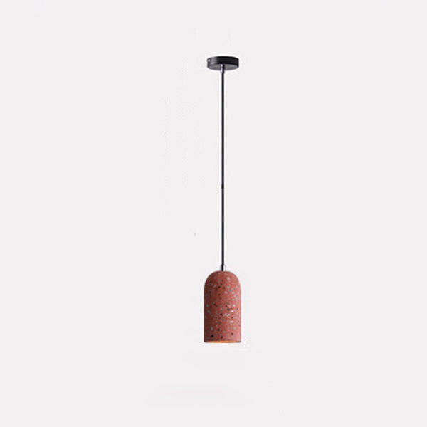 Abat-jour cylindrique industriel contemporain en ciment pour suspension à 1 lumière pour salon 