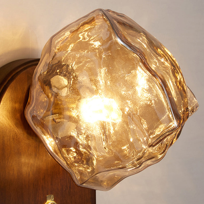 Contemporary Retro Oval Ice Cube Shape Glass 1-Light Wall Sconce Lamp For Living Room