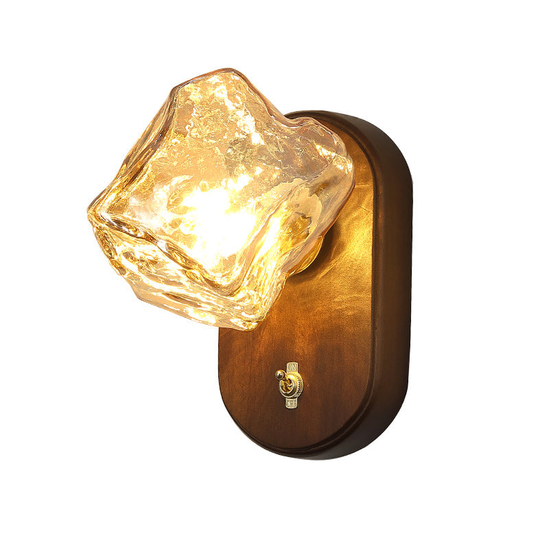 Contemporary Retro Oval Ice Cube Shape Glass 1-Light Wall Sconce Lamp For Living Room