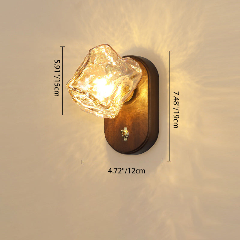 Contemporary Retro Oval Ice Cube Shape Glass 1-Light Wall Sconce Lamp For Living Room