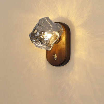 Contemporary Retro Oval Ice Cube Shape Glass 1-Light Wall Sconce Lamp For Living Room