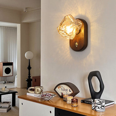 Contemporary Retro Oval Ice Cube Shape Glass 1-Light Wall Sconce Lamp For Living Room
