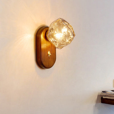 Contemporary Retro Oval Ice Cube Shape Glass 1-Light Wall Sconce Lamp For Living Room