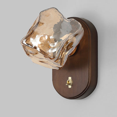 Contemporary Retro Oval Ice Cube Shape Glass 1-Light Wall Sconce Lamp For Living Room