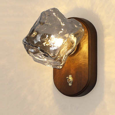 Contemporary Retro Oval Ice Cube Shape Glass 1-Light Wall Sconce Lamp For Living Room