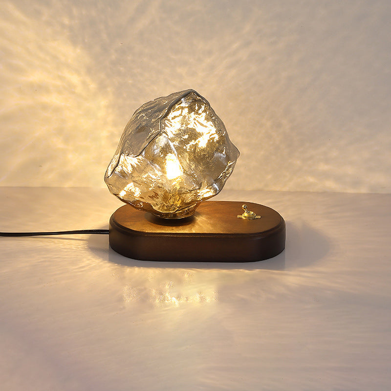 Lampe de table 1 lumière en verre de forme ovale rétro contemporaine pour chambre à coucher 