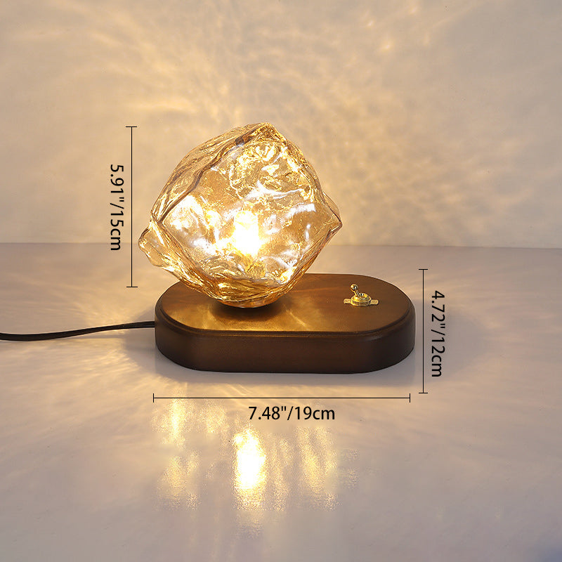 Lampe de table 1 lumière en verre de forme ovale rétro contemporaine pour chambre à coucher 