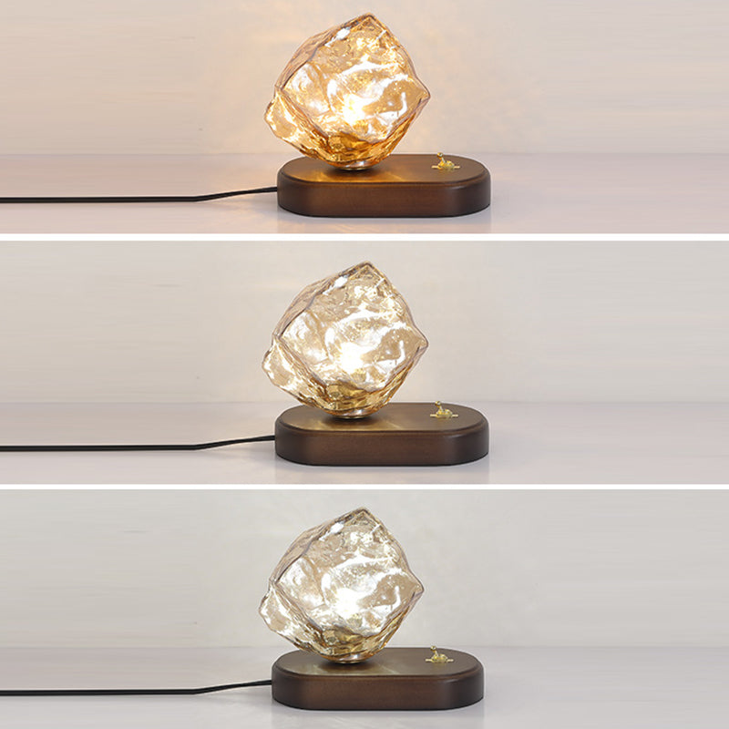 Lampe de table 1 lumière en verre de forme ovale rétro contemporaine pour chambre à coucher 