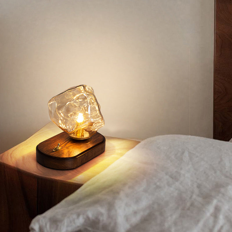 Lampe de table 1 lumière en verre de forme ovale rétro contemporaine pour chambre à coucher 