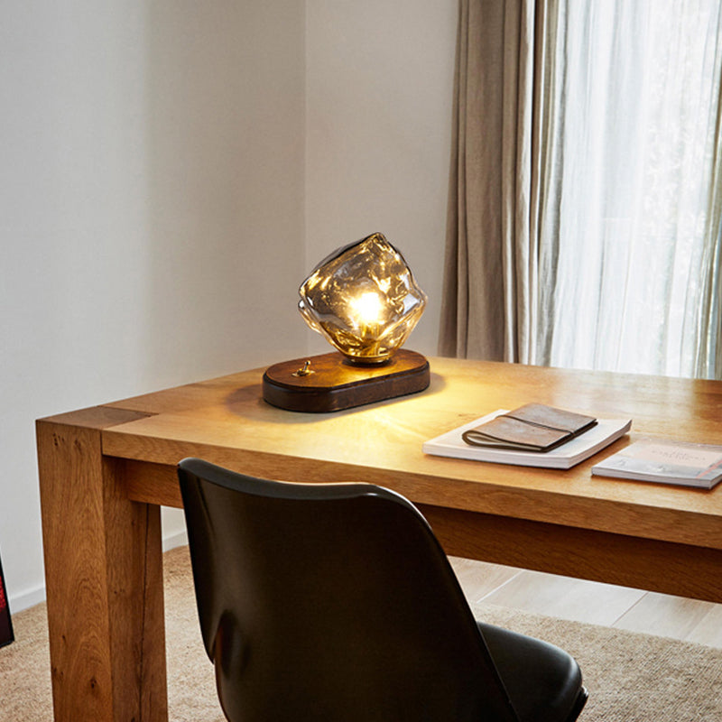 Lampe de table 1 lumière en verre de forme ovale rétro contemporaine pour chambre à coucher 
