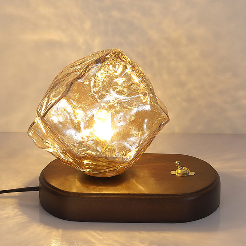 Lampe de table 1 lumière en verre de forme ovale rétro contemporaine pour chambre à coucher 