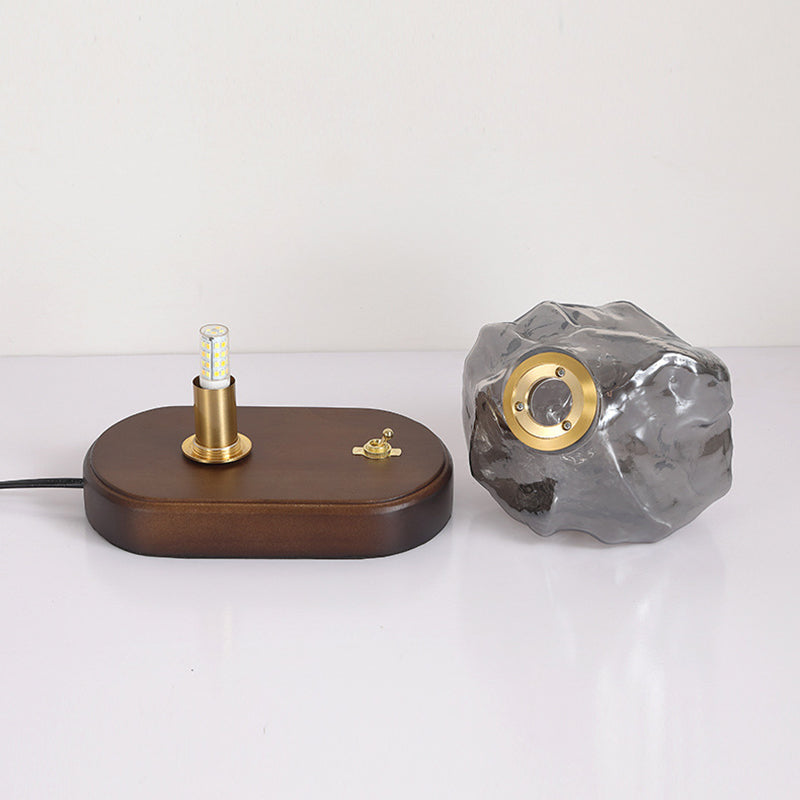 Lampe de table 1 lumière en verre de forme ovale rétro contemporaine pour chambre à coucher 