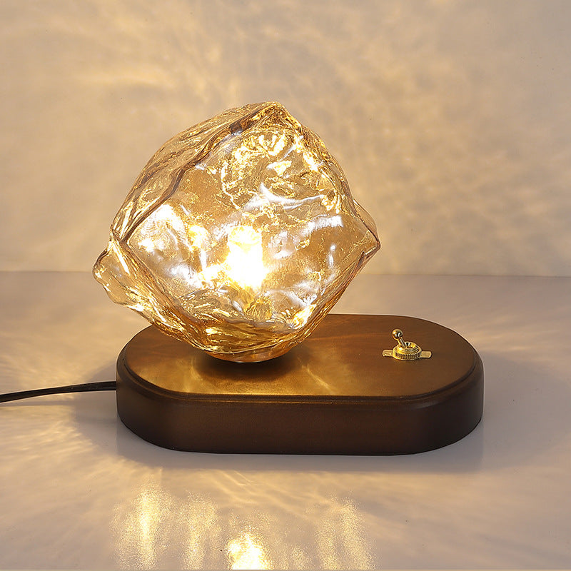 Lampe de table 1 lumière en verre de forme ovale rétro contemporaine pour chambre à coucher 