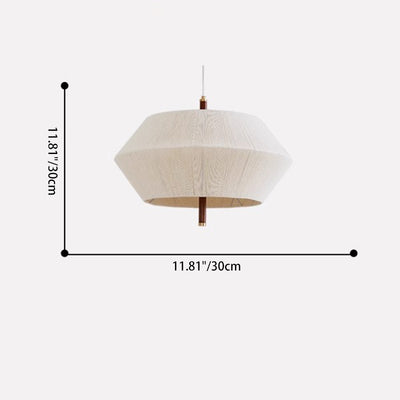 Zeitgenössische Boho Runde Trommel Baumwollfaden Weben Hardware Holz 1/3 - Licht Pendelleuchte Für Wohnzimmer 