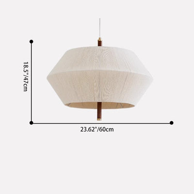 Zeitgenössische Boho Runde Trommel Baumwollfaden Weben Hardware Holz 1/3 - Licht Pendelleuchte Für Wohnzimmer 