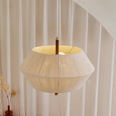 Zeitgenössische Boho Runde Trommel Baumwollfaden Weben Hardware Holz 1/3 - Licht Pendelleuchte Für Wohnzimmer 