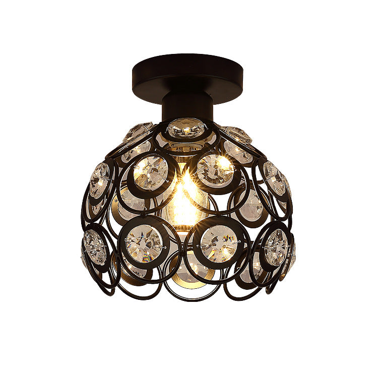 Plafonnier semi-encastré à 1 lumière avec boule creuse en cristal et aluminium fer contemporain créatif pour salon 