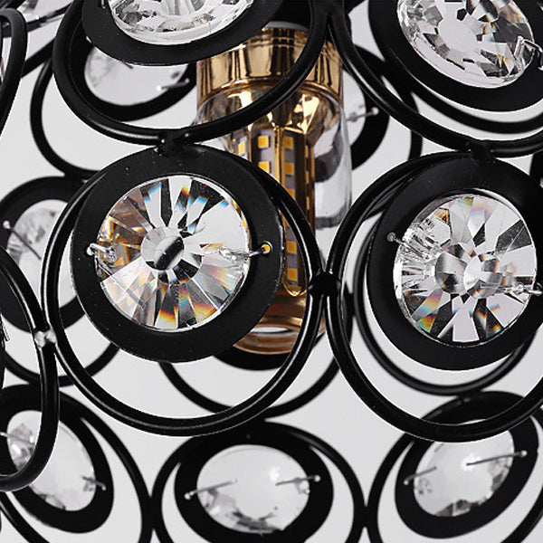 Lustre suspendu contemporain créatif en fer et aluminium avec cristal, forme de globe rond creux, 1 lumière pour salon 