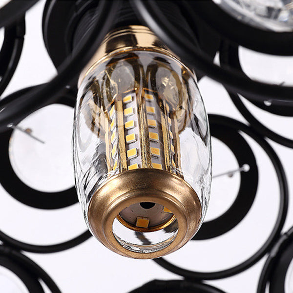 Lustre suspendu contemporain créatif en fer et aluminium avec cristal, forme de globe rond creux, 1 lumière pour salon 