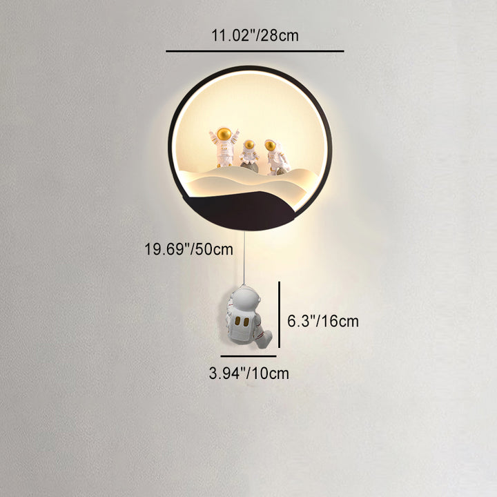 Lampe murale LED en aluminium avec résine de silicone pour chambre d'enfant créative contemporaine, astronaute rotatif, éclipse lunaire 