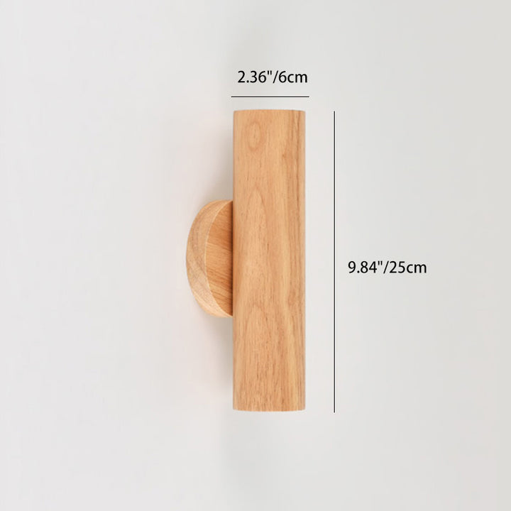 Contemporary Nordic Rotatable Cylindrical Wood LED Wall Sconce Lamp For Living Room