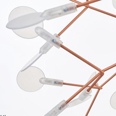 Contemporary Creative Round Branch Firefly Acrylic Stainless Steel LED Chandelier For Bedroom