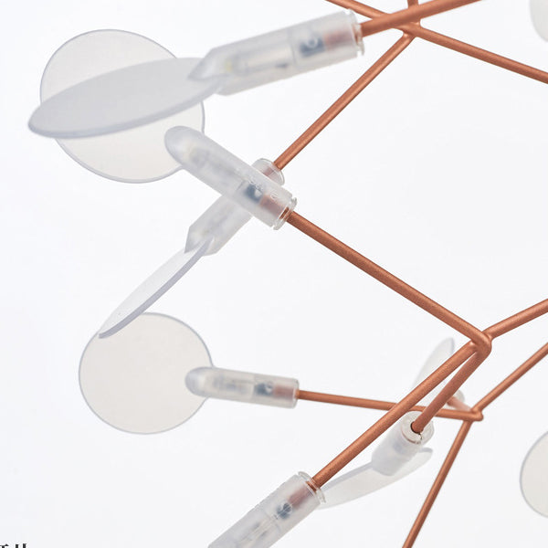 Contemporary Creative Round Branch Firefly Acrylic Stainless Steel LED Chandelier For Bedroom