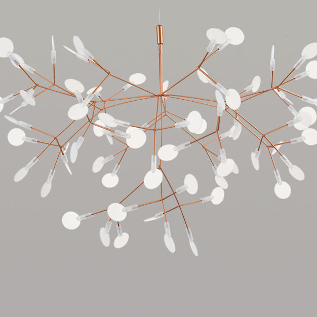 Contemporary Creative Round Branch Firefly Acrylic Stainless Steel LED Chandelier For Bedroom