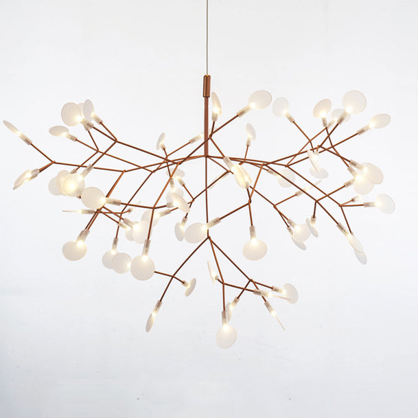 Contemporary Creative Round Branch Firefly Acrylic Stainless Steel LED Chandelier For Bedroom