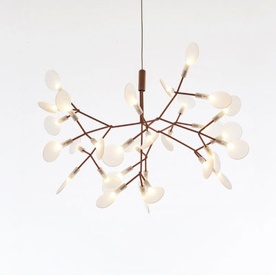 Contemporary Creative Round Branch Firefly Acrylic Stainless Steel LED Chandelier For Bedroom