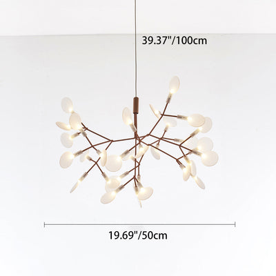 Contemporary Creative Round Branch Firefly Acrylic Stainless Steel LED Chandelier For Bedroom