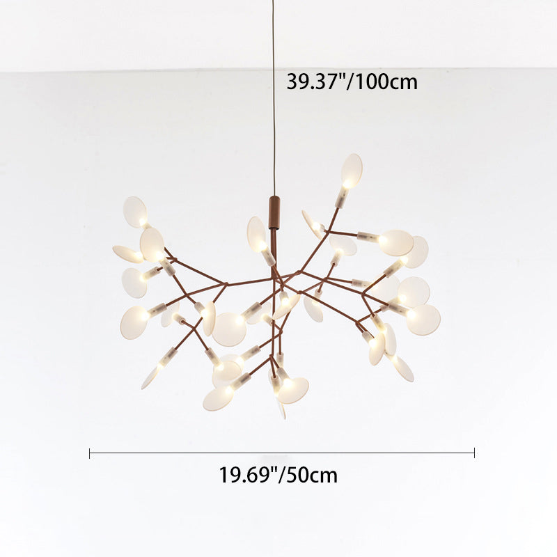 Contemporary Creative Round Branch Firefly Acrylic Stainless Steel LED Chandelier For Bedroom
