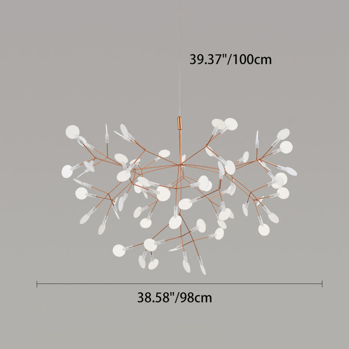 Contemporary Creative Round Branch Firefly Acrylic Stainless Steel LED Chandelier For Bedroom