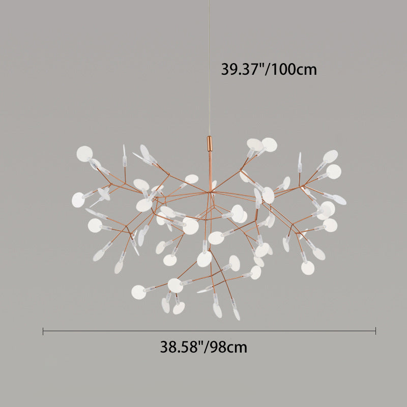 Contemporary Creative Round Branch Firefly Acrylic Stainless Steel LED Chandelier For Bedroom