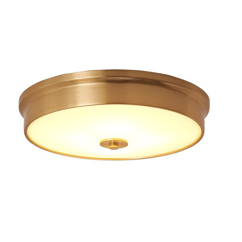 Plafonnier LED en laiton rond moderne de luxe avec verre pour salon 