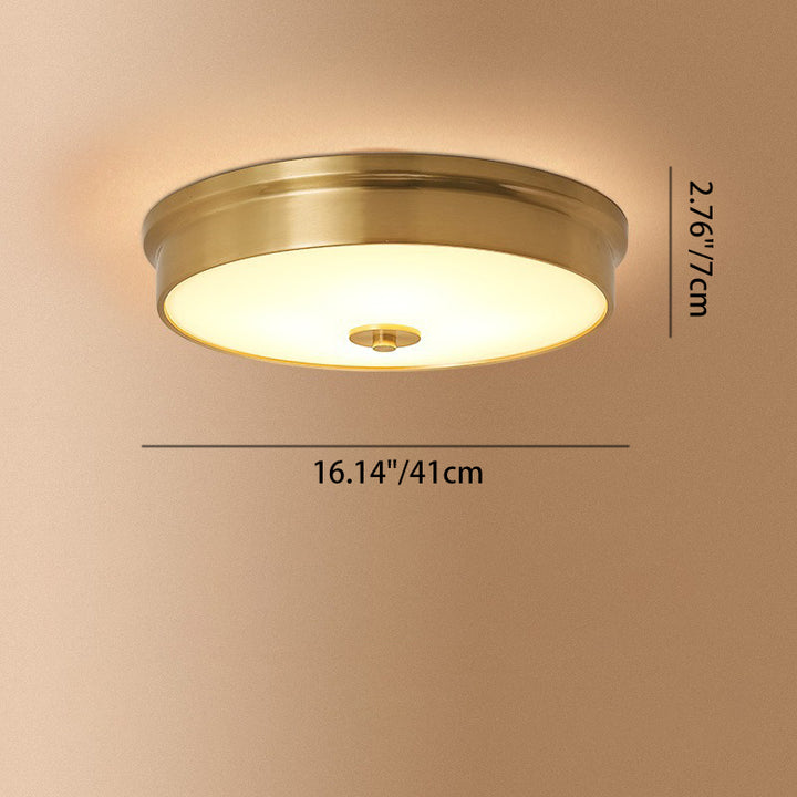 Plafonnier LED en laiton rond moderne de luxe avec verre pour salon 