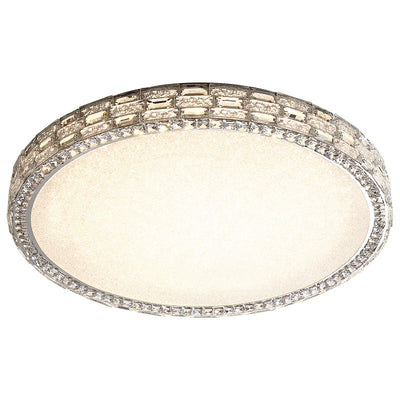Modern Luxury Round Acrylic Stainless Steel Crystal LED Flush Mount Ceiling Light For Living Room