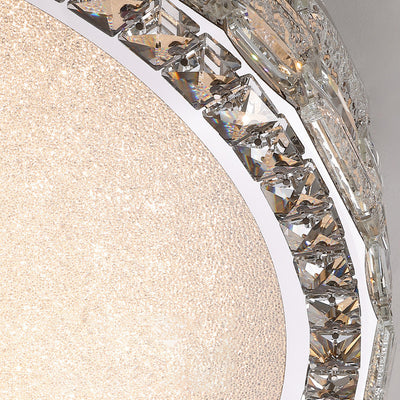 Modern Luxury Round Acrylic Stainless Steel Crystal LED Flush Mount Ceiling Light For Living Room