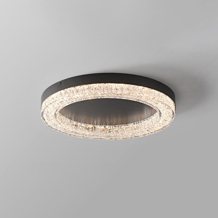 Lustre LED encastré moderne en résine et matériel rond avec fissures de glace pour salon 