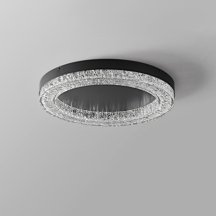 Lustre LED encastré moderne en résine et matériel rond avec fissures de glace pour salon 