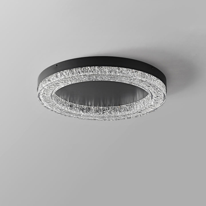 Lustre LED encastré moderne en résine et matériel rond avec fissures de glace pour salon 