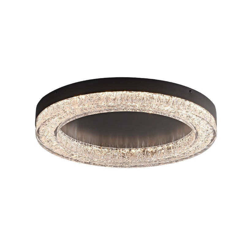 Lustre LED encastré moderne en résine et matériel rond avec fissures de glace pour salon 