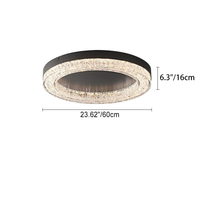 Lustre LED encastré moderne en résine et matériel rond avec fissures de glace pour salon 